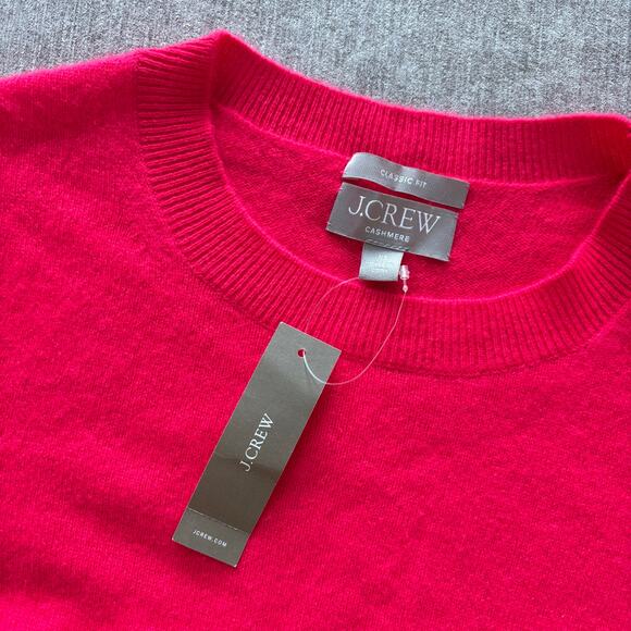 NWT J.Crew Hot Pink Cashmere Sweater - Picture 2 of 4